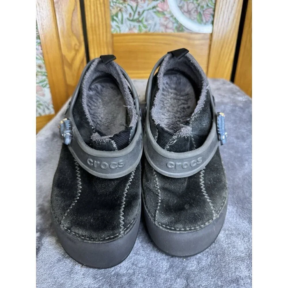 CROCS Dawson Black Suede Faux Fur Kids Unisex Shoes Child Sz C12/13 2 Pairs